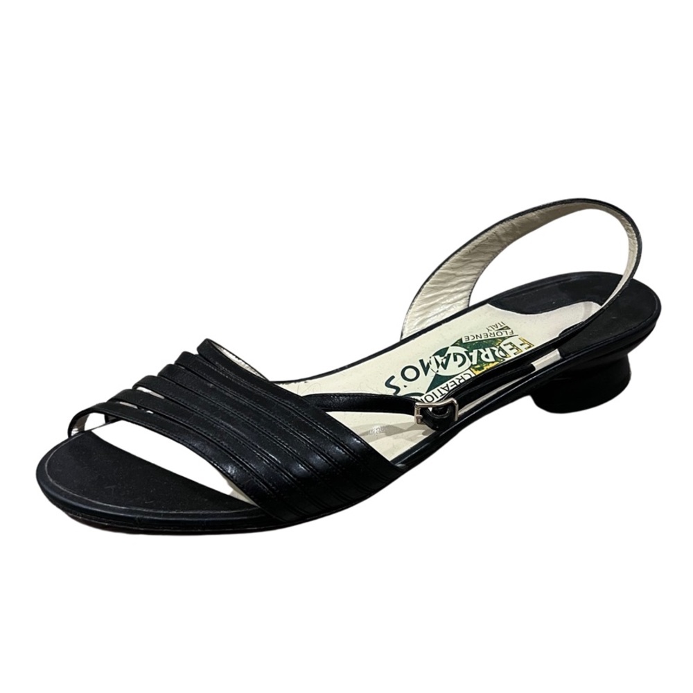 Salvatore Ferragamo Black Slingback Sandals, Size 37.5